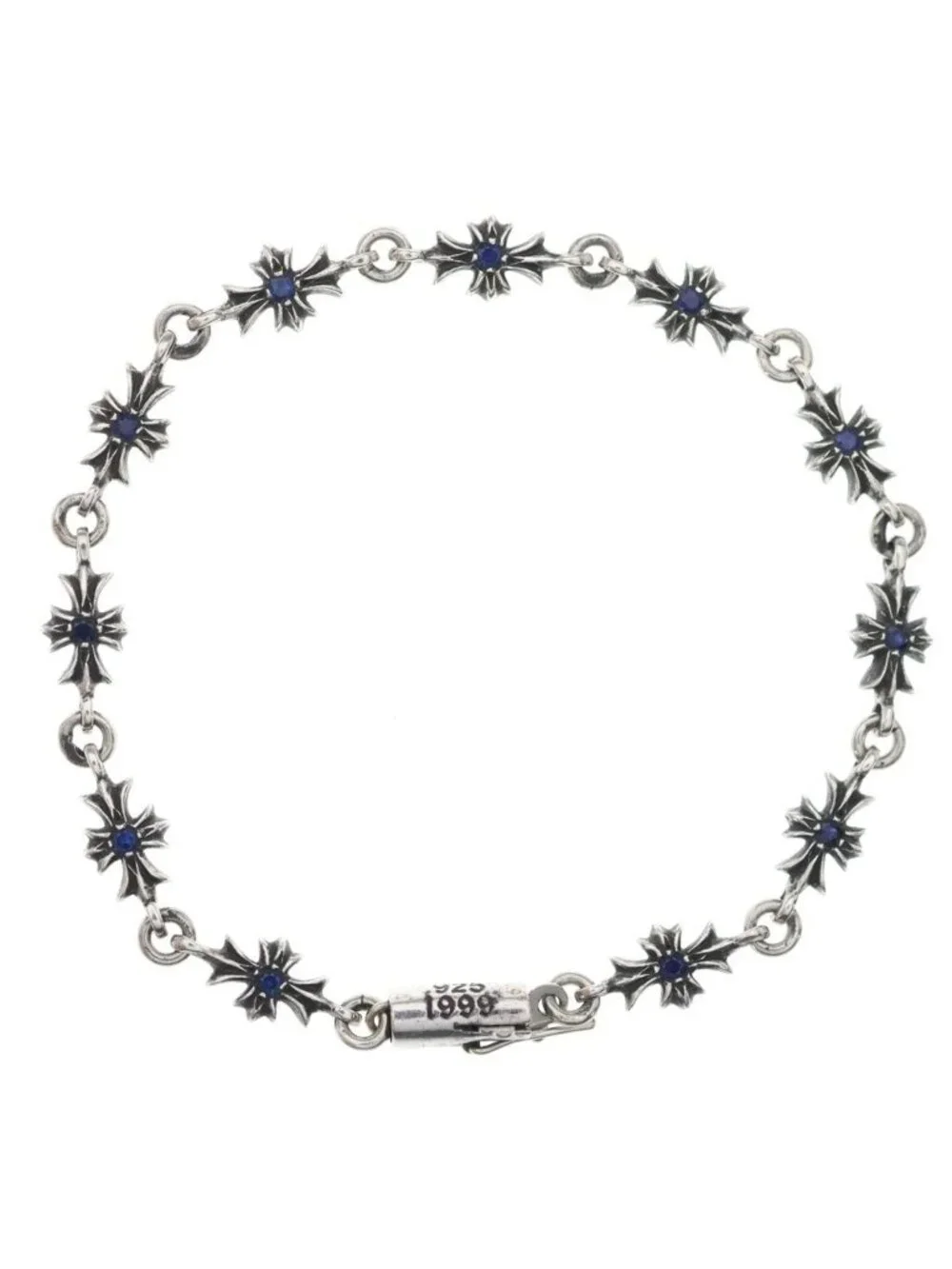Chrome Hearts Tny CH Pls P Sap Tiny CH Plus Pave Blue Sapphire Silver